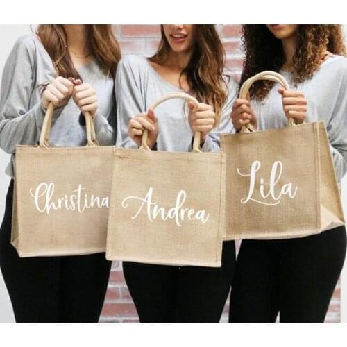 Custom monogram Bridesmaid Tote Bags -personalize any name wedding Tote Bags - Bridal Party Gifts - Wedding proposal Gift