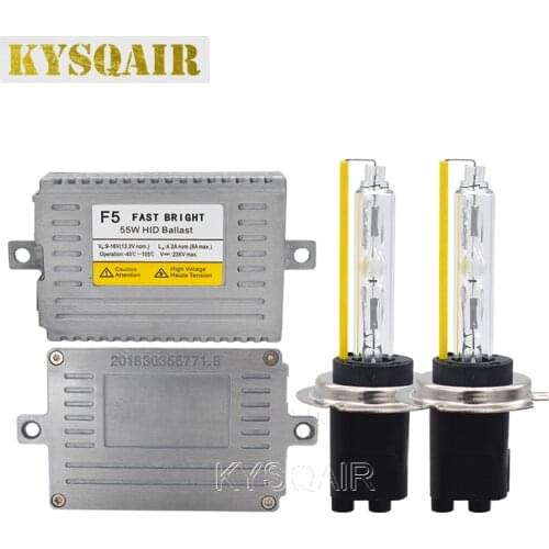 KYSQAIR Super Bright High Quality DLT F5 AC 55W HID Xenon Ballast Kit Xenon H1 H3 H7 H11 9012 D2H 5500K 12V Auto Lamp Bulbs
