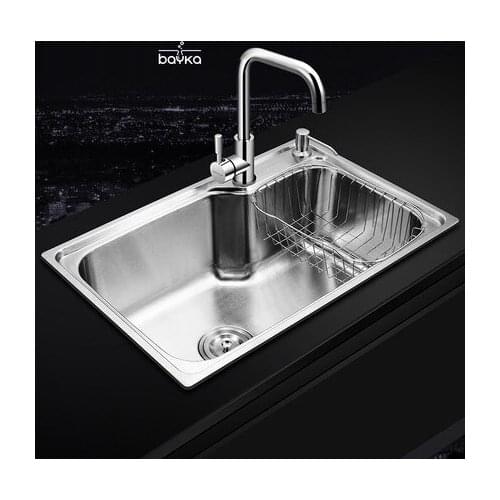 Bayka 201 / 304 stainless steel brushed matte kitchen sink, Drain Assembly Waste Strainer ,Basket, faucet,dispensor (Optional)