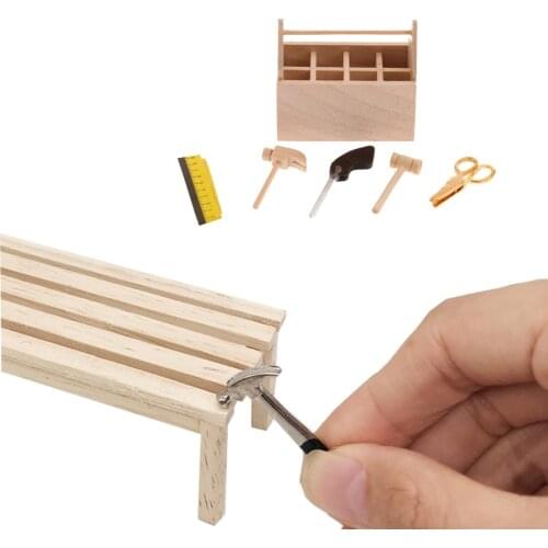Miniature Wood Toolkit Furniture Kit For 1/12 Dolls House Life Scenes Decor