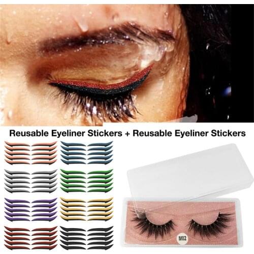 Reusable Eyeliner Eyelid Stickers Waterproof False Eyelash Patch for Halloween Nightclubs Fancy Dress Parties Carnivals Cosplay
