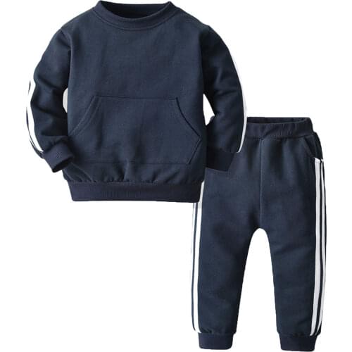 Fashion Girls Clothes Autumn Winter Warm Sportwear Kids 2pcs Suit Outfits Sweatshirts Kids Tops Children Shirt +Striped Pant