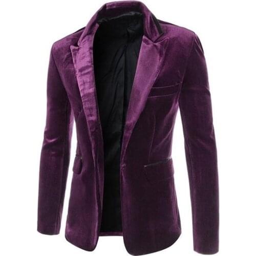 Suits jacket fashion casual jacket velvet mens clothing suit vintage red mens suit jacket black purple suit jacket