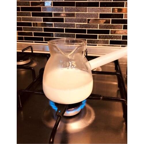 New 2021 High Quality Transparent Material Glass Handle 400ml Borosilicate Milk Coffee Pot