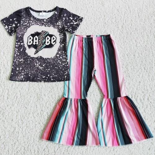 New Fashion Kids Designer Clothes Girls Bell Bottom Pants Sets Boutique Girls Clothing Fall Babe Toddler Girls Clothes Outfits