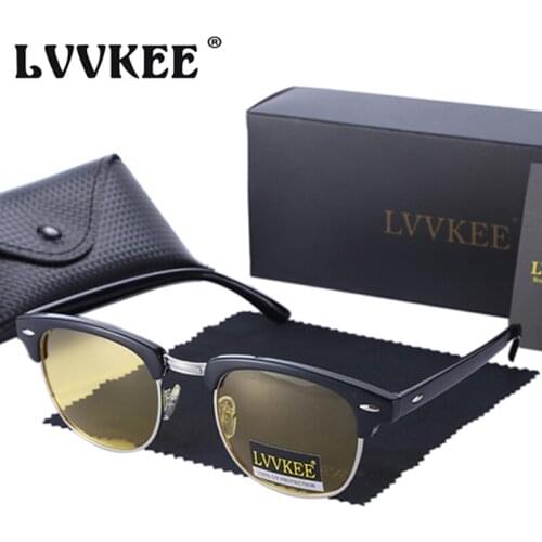 LVVKEE Hot Classic Brand Polarized Night Vision Goggles Sunglasses Men Women Outdoor Semi Rimless Sun Glasses uv400 Oculo De Sol