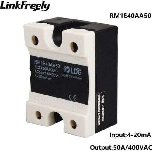 RM1E40AA50 Single Phase AC Solid State Relay,Industrial Analog Switching SSR,LED 50A/400V AC Isolation Voltage Regulator Relay