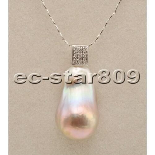 P6472 Smooth 30mm Lavender Teardrop Keshi Reborn Pearl Pendant