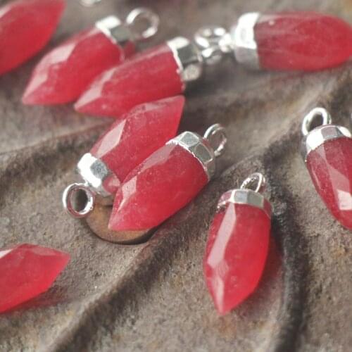 925 Sterling Silver,Pink Chalcedony Faceted bullet Shape Pendant,2 Piece of 16.8x5.2mm