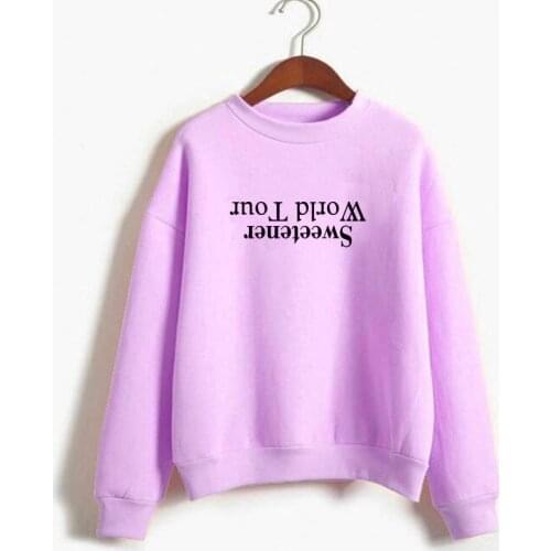 Casual Long Sleeve Crewneck Hoodies Autumn Fleece Clothes Tops Sweetener Sweatshirt Ariana Grande World Tour Women Hoodie