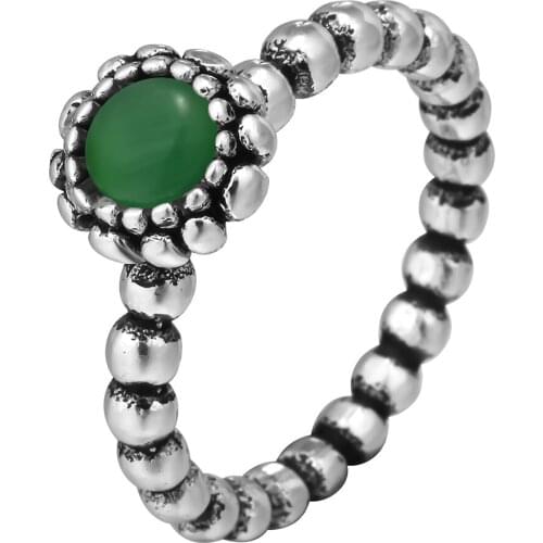 Retro silver color vintage natural round stone opal ring love wedding rings for women bohemian fashion jewelry 6 colors