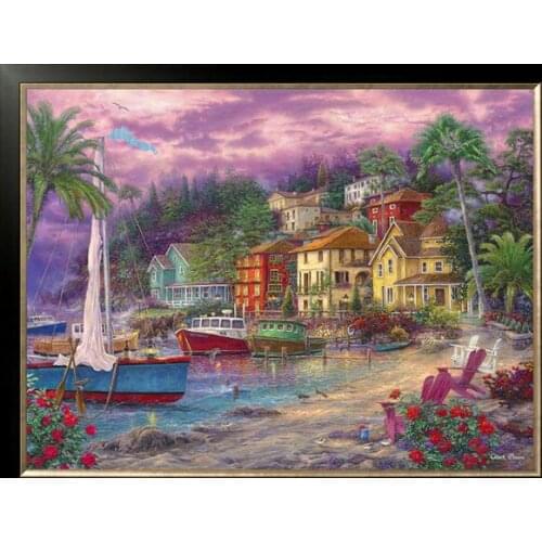 Coastal Villa Scenery painting House Needlework,Embroidery,DIY Cross stitch kits,Pattern Counted Cross-Stitching Home Decor
