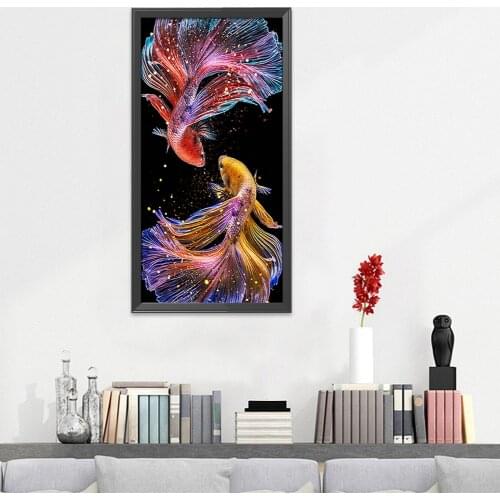 Needlework,DIY Fish Printed princess Goldfish Cross stitch,Sets For Embroidery kit Full embroidery Koi Cross-Stitching Decor