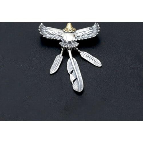 S925 sterling silver jewelry retro Thai silver fashion men and women feather pendant creative eagle pendant