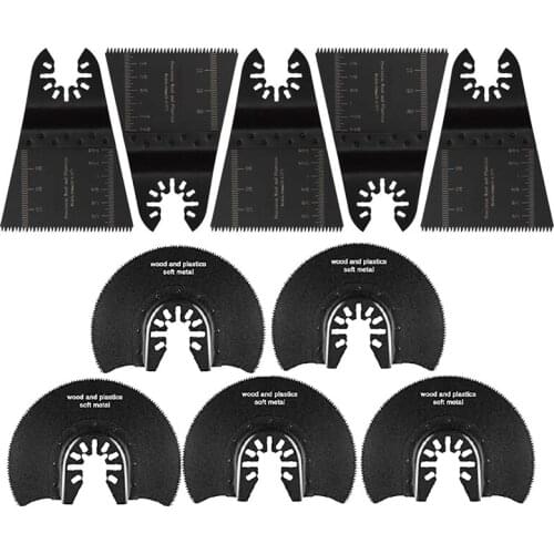 SHGO HOT-10 Pcs Wood Oscillating Multi Tool Quick Release Saw Blades, Oscillating Saw Blades(5 Pcs Wide+5 Pcs Semicircular)