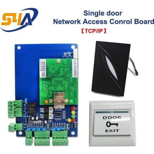 Single door access control system include KR100EM RFID Card reader and Plastic Exit Button