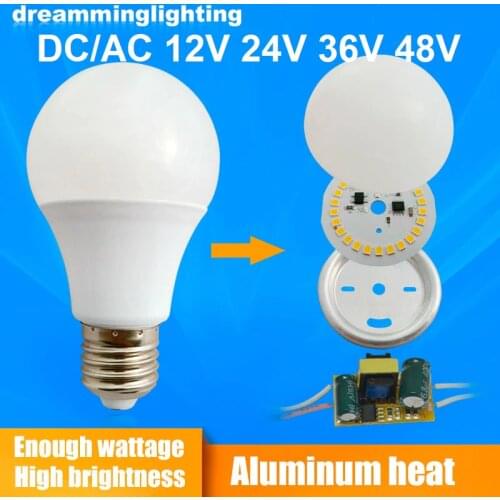 E27 LED Bulbs DC/AC 12V 24V 36V 48V 6500k Down Lights Home Camping Emergency Out door Lighting 3w 5w 7w 9w 12w 15w SMD2835 Lamps