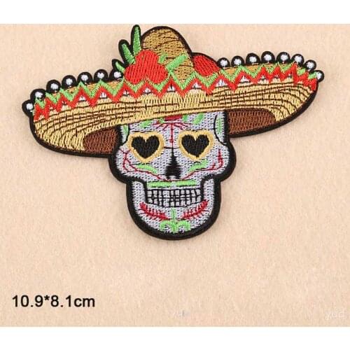 Skull Cross Crucifix Iron On Patches Embroidered Clothes Patch For Clothing Clothes Stickers Garment Apparel Accessories