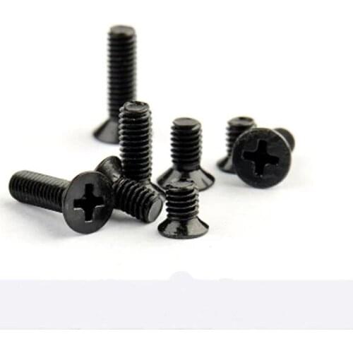 50pcs M2 GB819 Black zinc countersunk heads screws Flat head Phillips screw Hardened Blacks 4mm-12mm Length