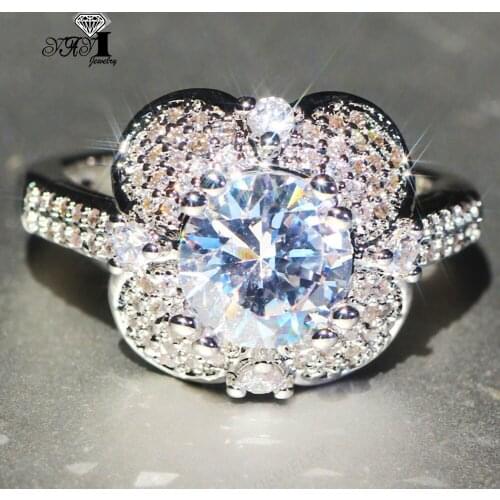 YaYI Jewelry Fashion Princess Cut Prong Setting White Cubic Zirconia Silver Color Engagement Wedding Party Leaves Gift Rings