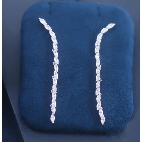 SLJELY Fashion Shining S925 Sterling Silver May New Festival Line Earrings Micro AAA Zirconia Women Fine Wedding Party Jewelry