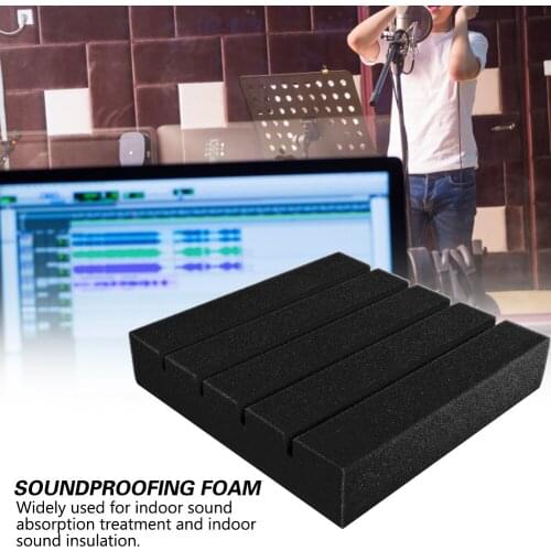 6Pcs Soundproofing Foam Acoustic Panels Sponge Sound-Absorbing Foam for Piano Room Recording Studio(Black)