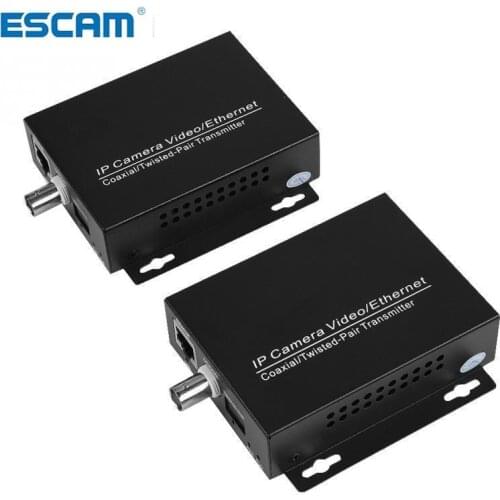 ESCAM 1pair Ethernet IP Extender Over Coax HD Network Kit EoC Coaxial Cable Transmission Extender for Security CCTV Cameras
