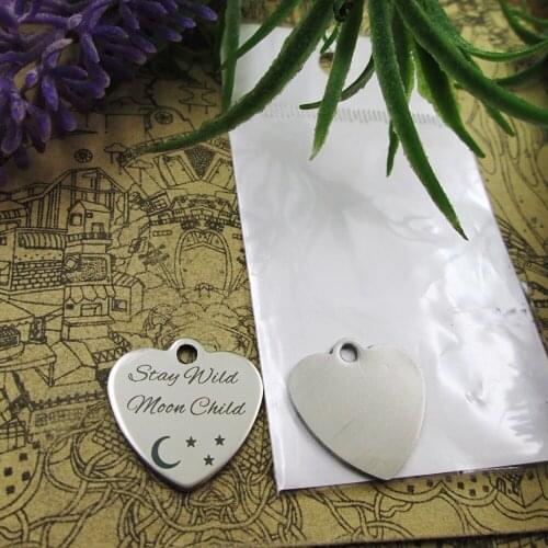 10pcs--"Stay Wild Moon Child"stainless steel charms 5 styles for choosing DIY Charms for necklace bracelets