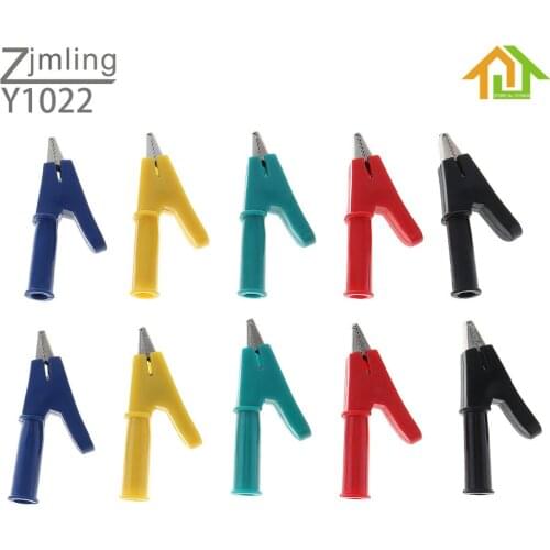 10pcs Fully Insulated Crocodile Alligator Clip with 4mm Socket Banana Jack with Open 10mm Test Clamp Wire Clip