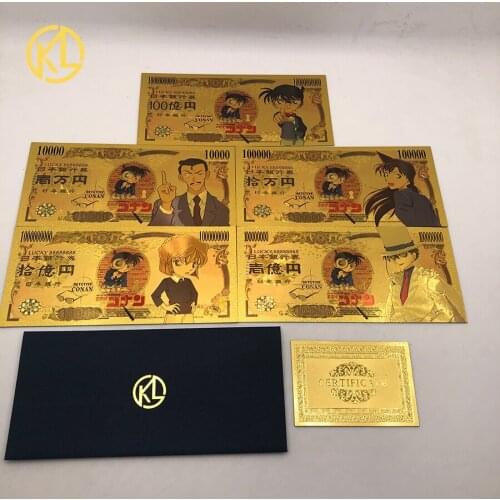 5 types Japan note 10 pcs Classic Cartoon Movie Gold banknote Cards conan Detective unif Banknote for childhood memory