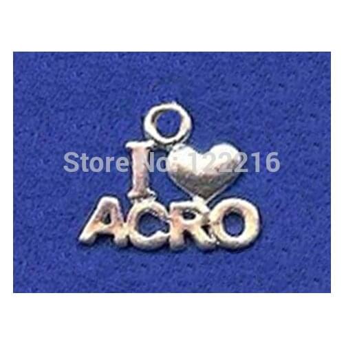 1200pcs a lot hottest antique silver color I heart ACRO Charm sports jewelry