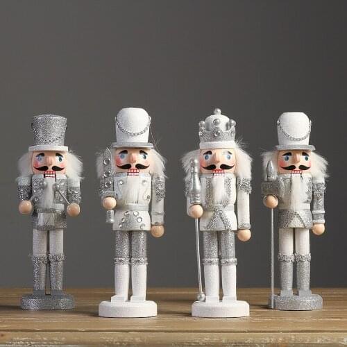 The 24CM silver gray ornaments Home Furnishing Decor Nutcracker soldiers puppet joint decoration figure