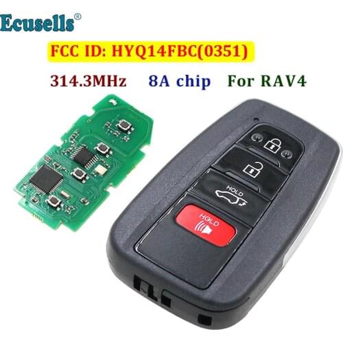 4/3+1 button ASK 314.3MHz smart keyless go remote key fob 8A chip FCC ID:14FBC-0351-US suit for Toyota RAV4 2018 2019 HYQ14FBC