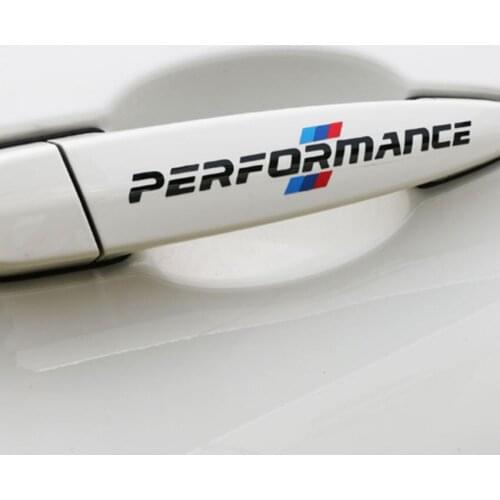 4pcs 2*14cm Car Sports Performance Stickers Door Handle Decals Styling Logo For BMW M3 M5 X1 X3 X5 X6 E36 E39 E46 E30 E60 E92