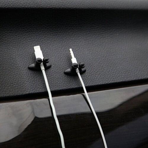 8pcs Multi-Purposes Car Wire USB Cable Holder Tie Clip Fixer Organizer Black Line Clamp Headphone Cable Data Cord Organize