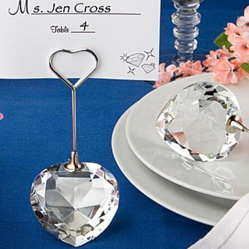 80PCS Free Shipping Fashion Design High Quality Clear Crystal Heart Shape Place Card Holders Wedding Favour Supply