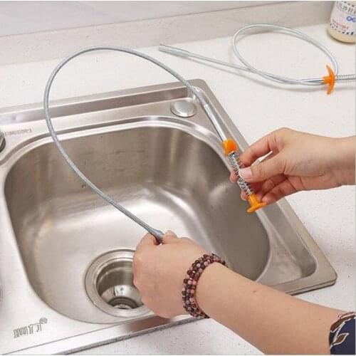 90cm Bathroom Hair Cleaner Bendable Drain Clog Dredge Tools Water Sink Cleaning Hook Sewer Dredging Spring Pipe Hair Remover