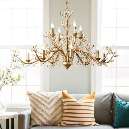 American chandelier living room dining room lamp creative bedroom lamp branch French light luxury crystal lamp K9 CL41802