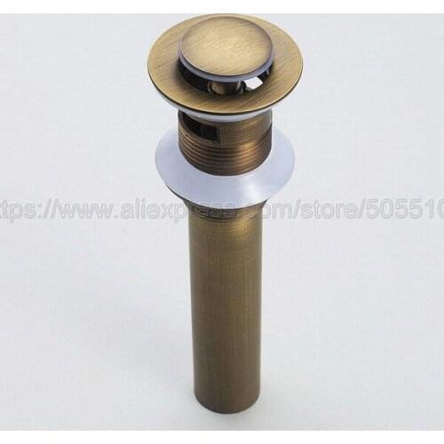 Antique Brass Bathroom Lavatory Faucet Vessel Vanity Sink Pop Up Drain Stopper With Overflow Accessories zsd002