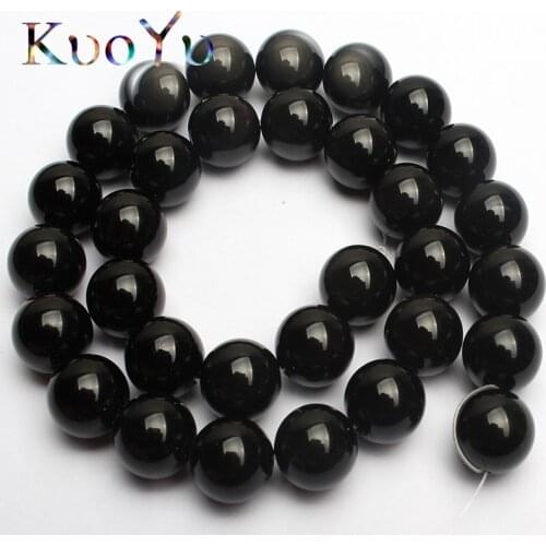 Natural Black Obsidian Stone Beads Round Loose Beads For Jewelry Making 15.5" 4/6/8/10/12mm DIY Bracelet Necklace Accessories