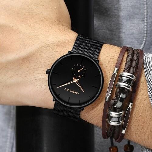 CRRJU Mens Quartz Watch Luxury Fashion Sport Wristwatch Waterproof Stainless Male Watches Clock Relogio Masculino
