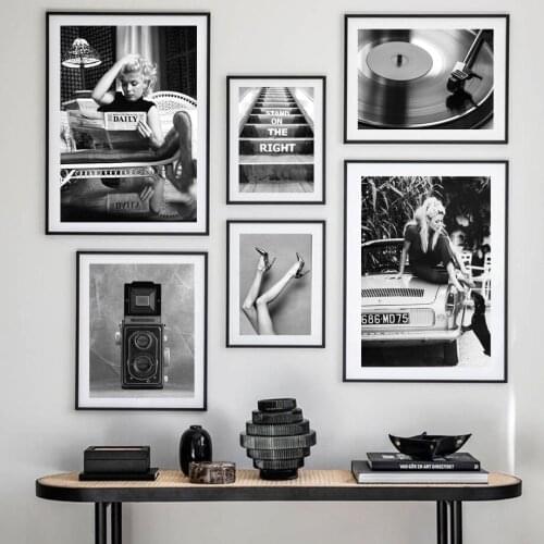 Black and White Canvas Painting Modern Movie Star Poster Vintage Camera Posters Wall Art Nordic Pictures For Living Room Decor