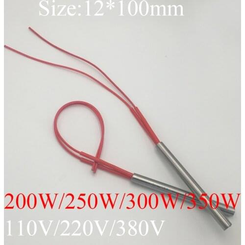 12x100 12*100 200W 250W 300W 350W 110V 220V 380V Stainless Steel Cylinder Tube Mold Heating Element Single End Cartridge Heater