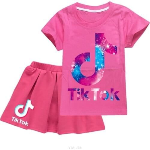 Kids clothes sets Tik Tok Children Clothing T Shirt++ Denim Skirt Pants 2 PCS Sets toddler Girls Cotton Sets cartoon sport suits