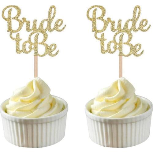 Bachelorette Party Cake Decoration Supplies 10pcs Gold & Silver Glitter Bride To Be Cupcake Toppers Bridal Shower Wedding Decor