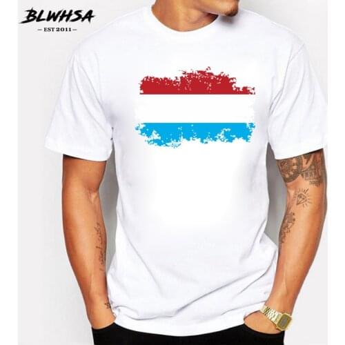 BLWHSA Excellent Quality Cotton T-shirt Men Clothing Basic Luxembourg National Flag Printed Nostalgic Style T Shirt for Male