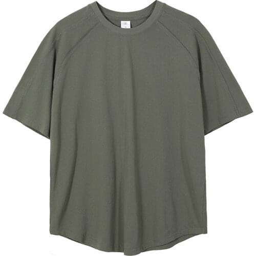 Mens Casual T-Shirt Pleated Raglan Sleeve Bodybuilding Gym Tee Short Sleeve Men Fashion Workout Shirts Hipster Shirt