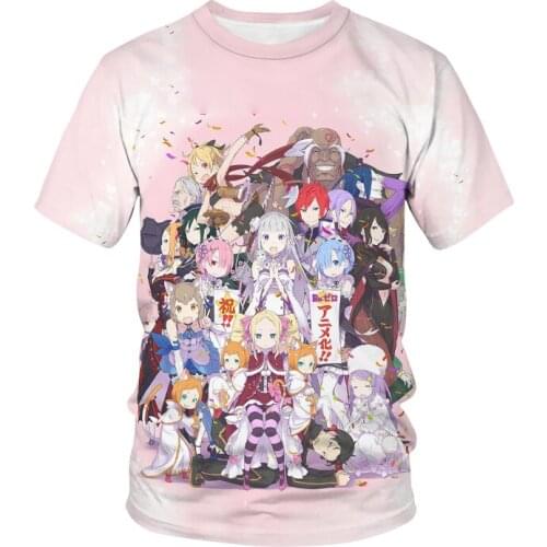 Re Zero 3D Print T-shirt REM RAM Fashion Streetwear Men Women Casual Anime T Shirt Harajuku Kawaii Girl Tshirt Male Hip Hop Tops