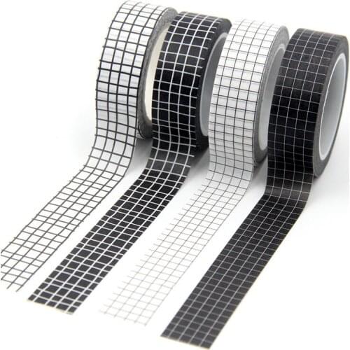 New Arrival 1PC 15MM*10M Black Stripes, White Stripes Washi Tape Sticky Adhesive Tape Scrapbooking Album DIY Decorative Tape