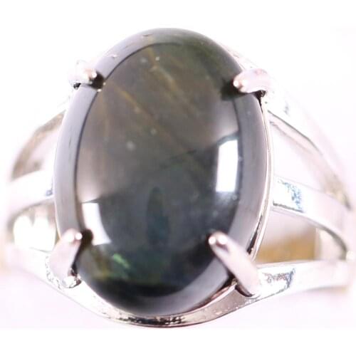 1Pcs Color Jewelry Gift Adjustable Ring For Women Natural Stone Oval CAB Cabochon Bead Blue Tigers Eye Finger Ring Z170